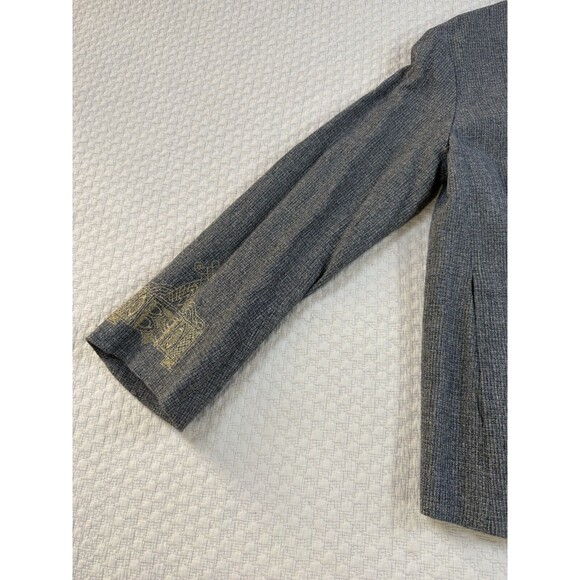 Dries Van Noten Jacket Embellished Cuffs Linen Blend‎ | Gray | Women's Size 44 M - Picture 6 of 13
